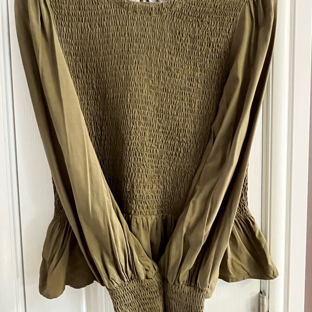 Blouse with Peplum and Smocked Bodice